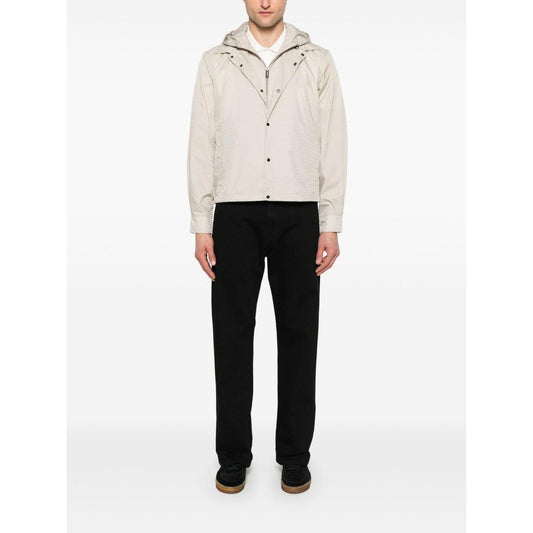 Emporio Armani Blouson with internal nylon bib jacquard all-over lettering Jackets Emporio Armani White Smoke