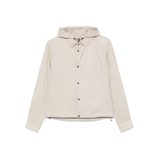 Emporio Armani Blouson with internal nylon bib jacquard all-over lettering Jackets Emporio Armani Light Gray