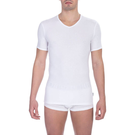 Bikkembergs White Cotton Men T-Shirt Bikkembergs Light Gray