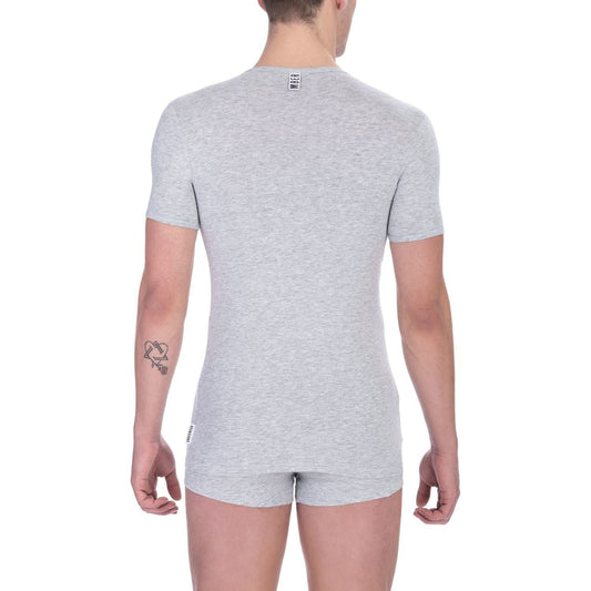 Bikkembergs Gray Cotton Men T-Shirt Bikkembergs Gray