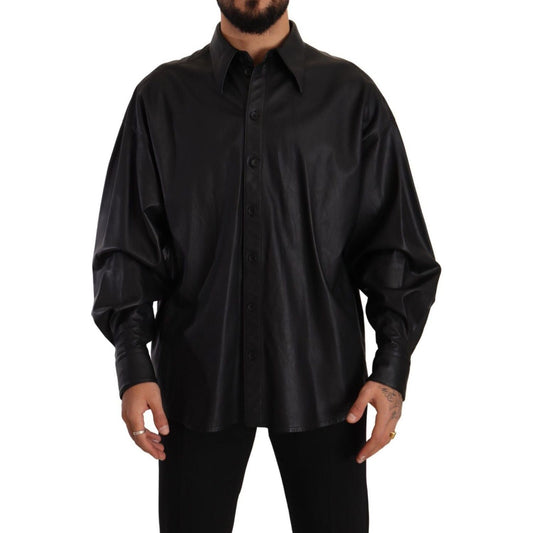Dolce & Gabbana Elegant Black Leather Jacket Dolce & Gabbana Black