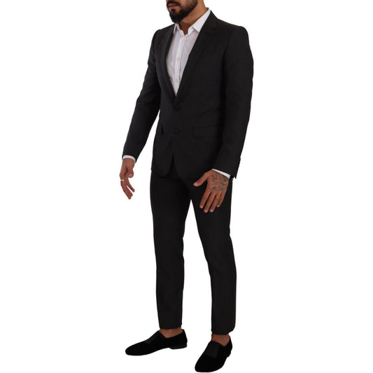 Dolce & Gabbana Elegant Black Wool Martini Suit Dolce & Gabbana Black