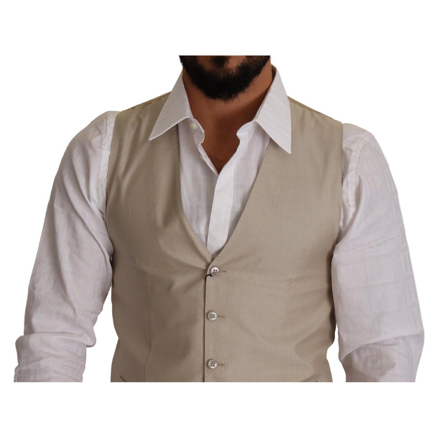 米色棉丝礼服背心