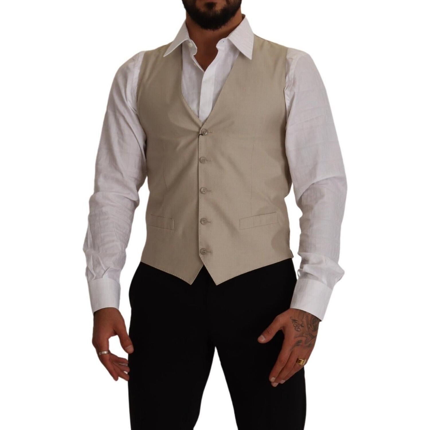 米色棉丝礼服背心