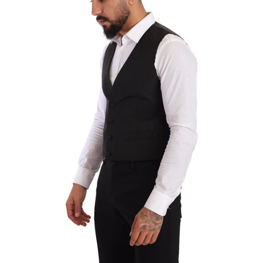 Dolce & Gabbana Elegant Gray Silk Dress Vest Dolce & Gabbana Black