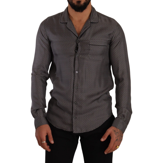 Dolce & Gabbana Elegant Silk Button Down Shirt Dolce & Gabbana Dark Slate Gray