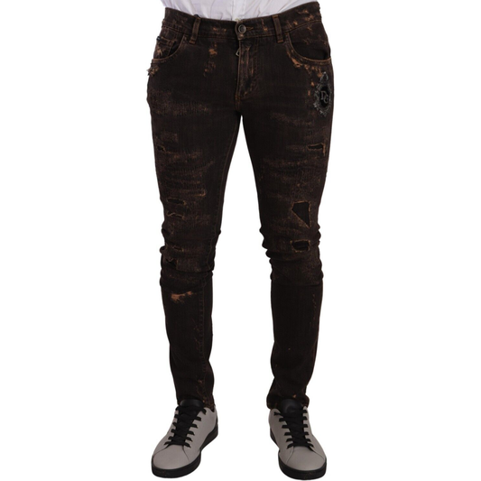 Dolce & Gabbana Slim Fit Distressed Skinny Denim Jeans Dolce & Gabbana Black