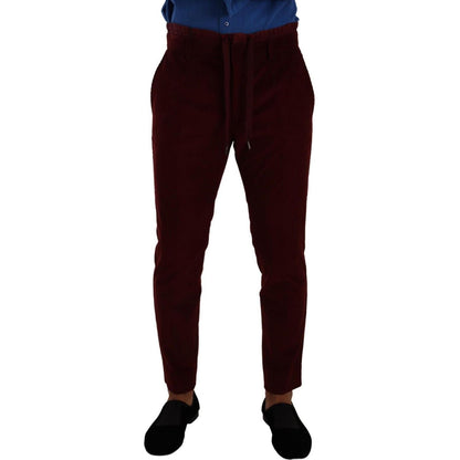 Dolce & Gabbana Bordeaux Velvet Mens Formal Trouser Dress Pants