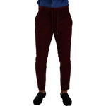 Dolce & Gabbana Bordeaux Velvet Mens Formal Trouser Dress Pants PAN72841 - 48