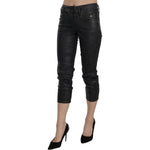 John Galliano Black Washed Mid Waist Slim Leg Cropped Denim Pants PAN70468- 24