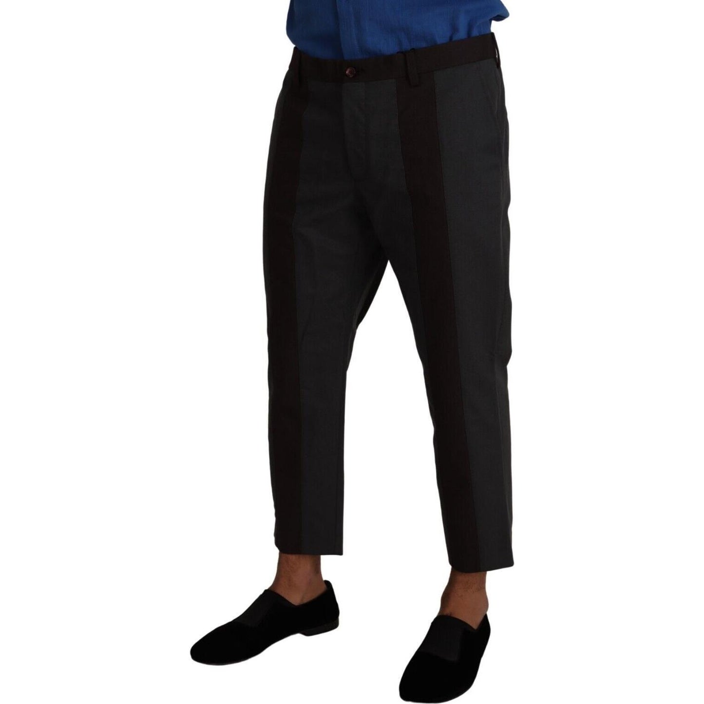 Dolce & Gabbana Gray Bordeaux Striped Cropped Trouser Pants