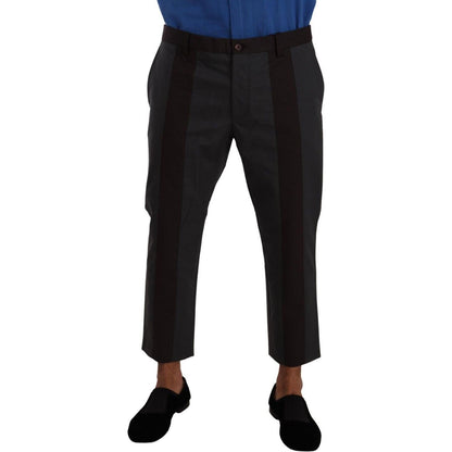 Dolce & Gabbana Gray Bordeaux Striped Cropped Trouser Pants