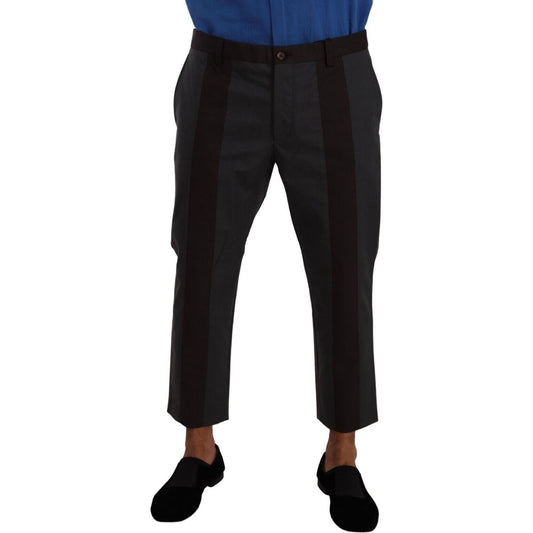 Dolce & Gabbana Elegant Cropped Pants in Gray and Bordeaux Hues Dolce & Gabbana Black