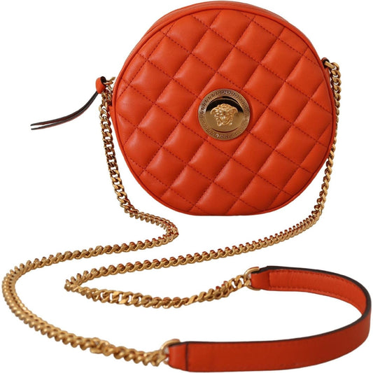 Versace Elegant Round Nappa Leather Crossbody Bag 8054712727726