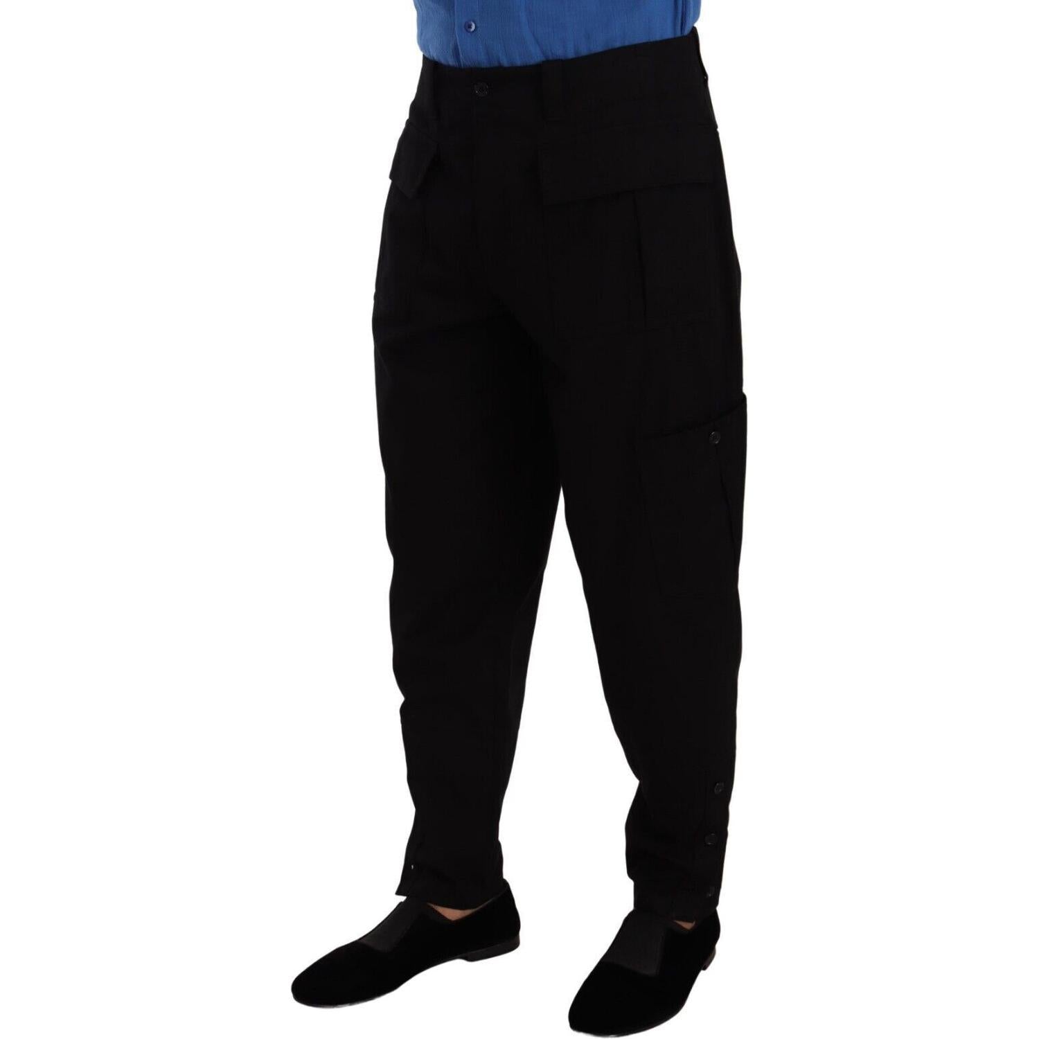 时尚弹力舒适黑色工装裤