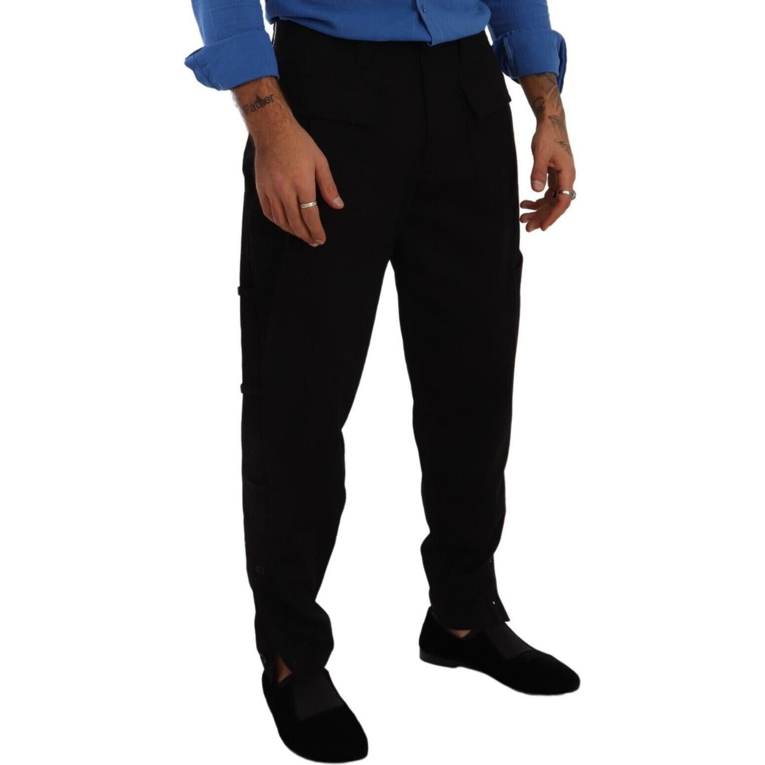 时尚弹力舒适黑色工装裤