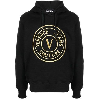 Versace Jeans Chic Black Hooded Sweatshirt