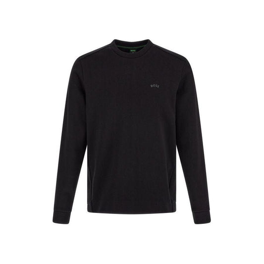 Hugo Boss Elegant Black Cotton Round Neck Sweatshirt Hugo Boss Black