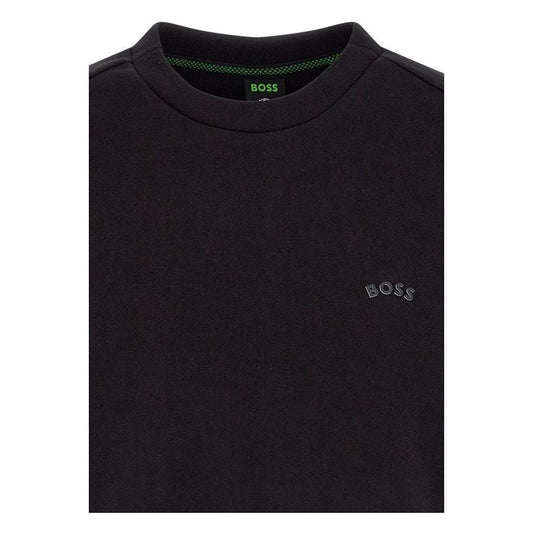 Hugo Boss Elegant Black Cotton Round Neck Sweatshirt Hugo Boss Black
