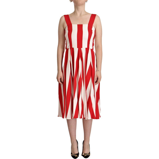 Dolce & Gabbana White Red Stretch Shift A-line Gown Dress DR28643- 40
