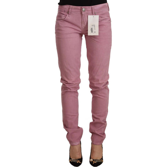 Acht Pink Cotton Slim Fit Women Denim Skinny Jeans