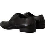 Dolce & Gabbana Black Leather Lace Up Formal Derby Shoes MV4520- 39.5