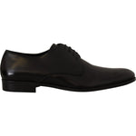 Dolce & Gabbana Black Leather Lace Up Formal Derby Shoes MV4520- 39.5