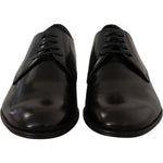 Dolce & Gabbana Black Leather Lace Up Formal Derby Shoes MV4520- 39.5