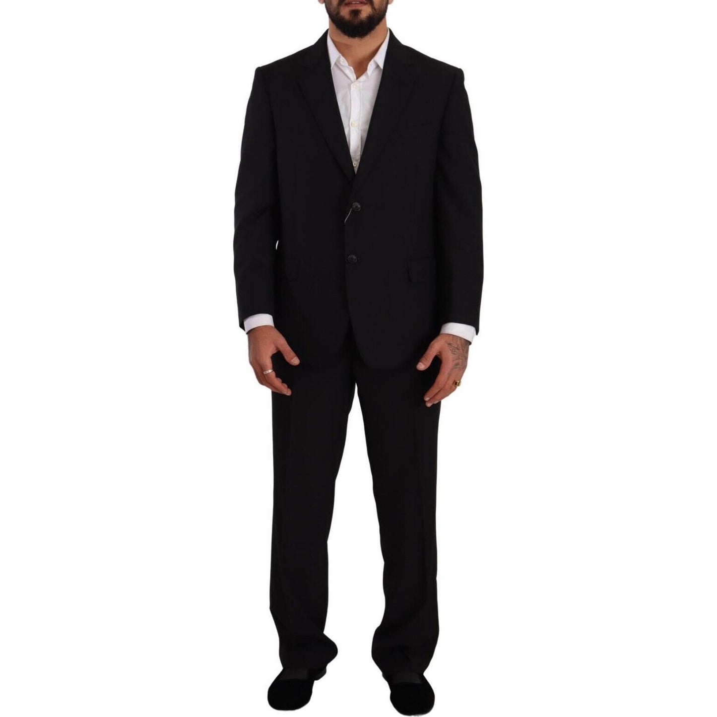Domenico Tagliente Black Polyester Single Breasted Formal Suit