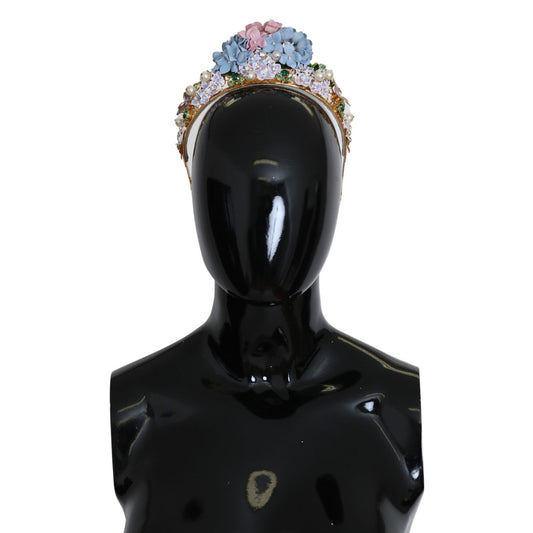 Dolce & Gabbana Gold Crystal Purple Hortensia Headband Crown Diadem