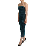 Dolce & Gabbana Turquoise Bustier Bodice Draped Midi Dress DR28617#2- 40