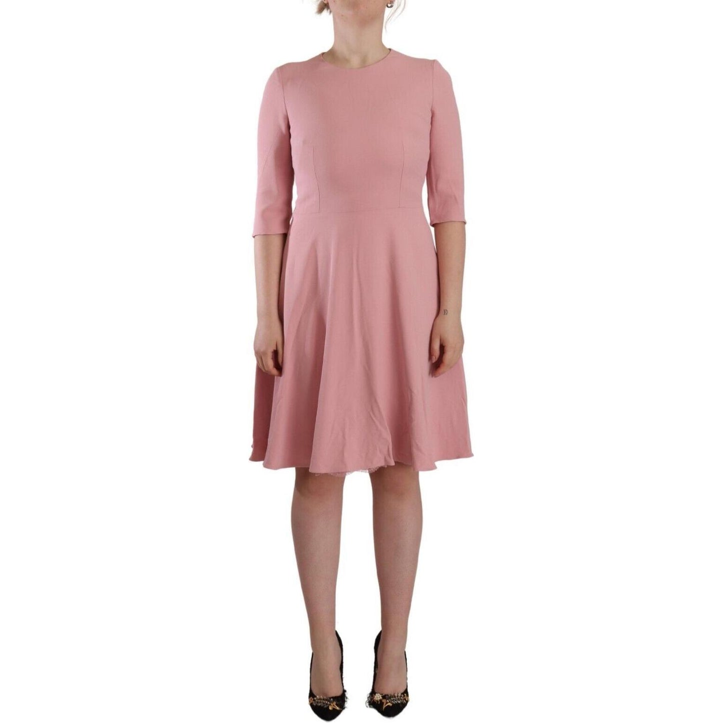 Dolce & Gabbana Pink 3/4 Sleeves Viscose Blend A-line Dress