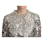 Dolce & Gabbana Silver Sequined Shearling Long Sleeves Jacket JKT3269 - 40