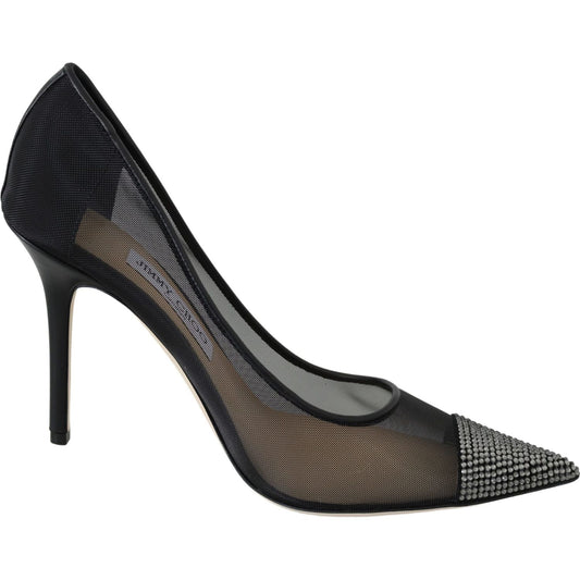 Jimmy Choo Elegant Black Mesh Crystal Pumps Jimmy Choo Dark Slate Gray