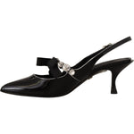 Dolce & Gabbana Black Patent Leather Crystal Slingbacks Shoes