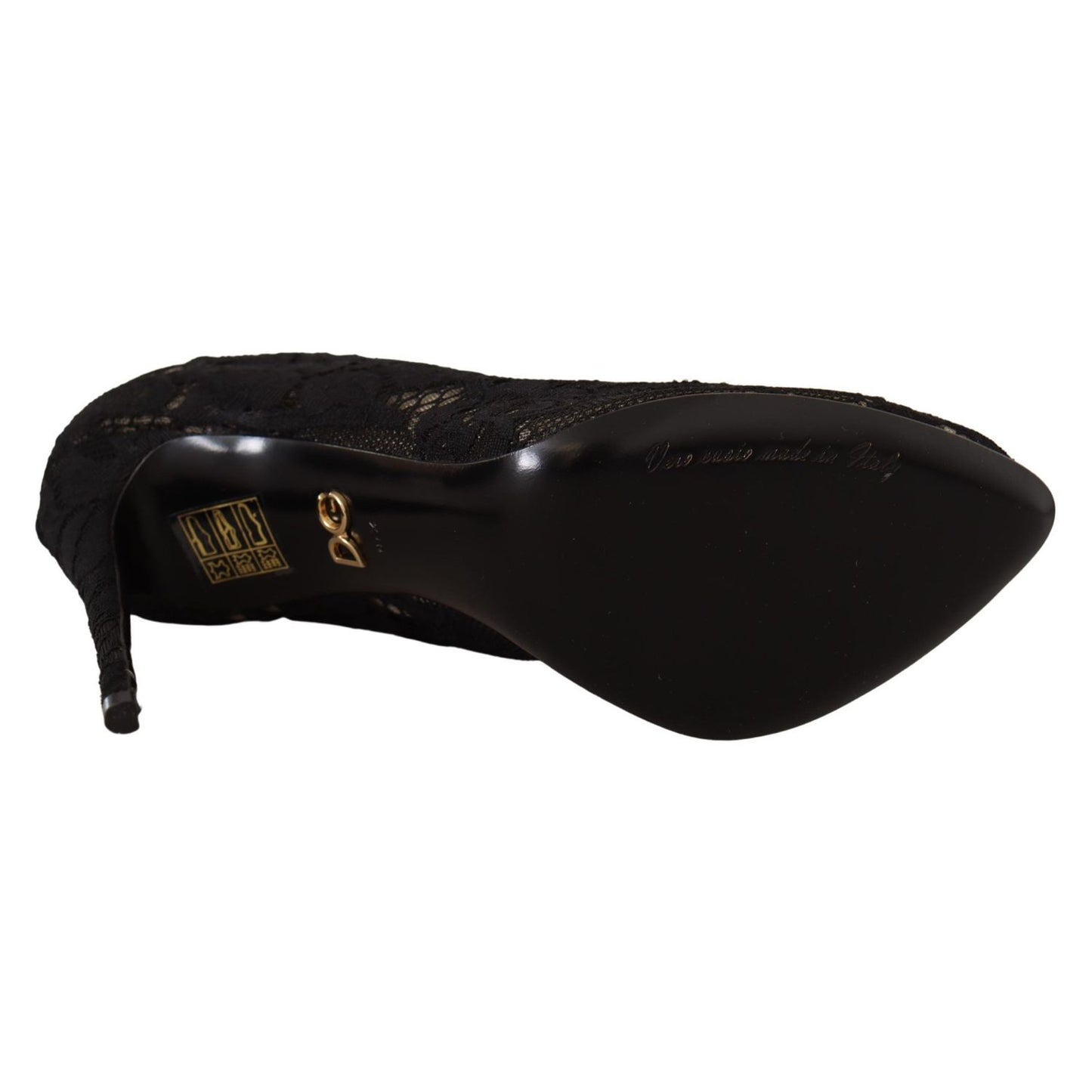 Dolce & Gabbana Black Stretch Socks Taormina Lace Boots Shoes