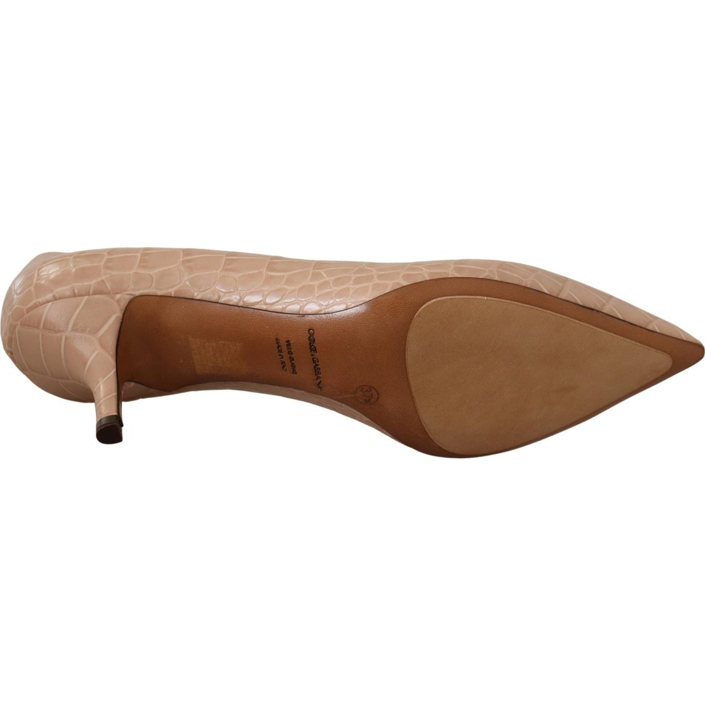 Dolce & Gabbana Beige Leather Pointed Heels Pumps Shoes
