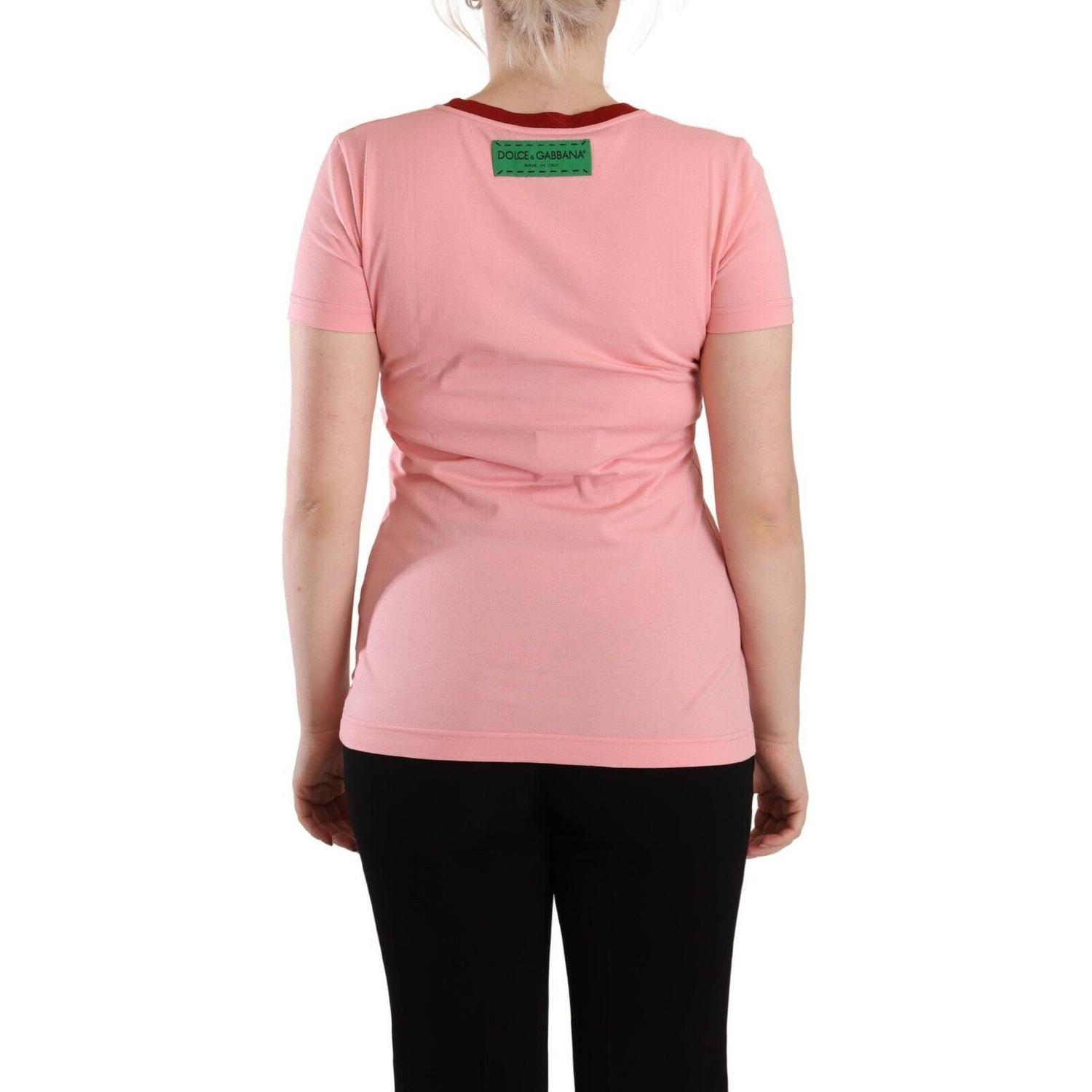 时尚粉色徽标圆领 T 恤