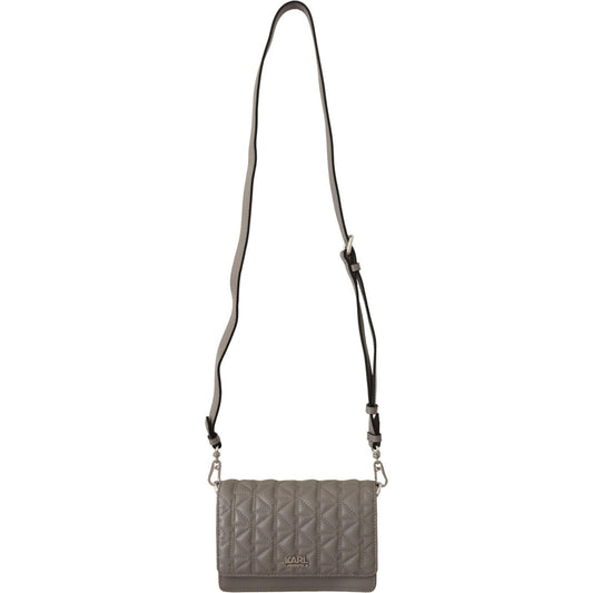 Karl Lagerfeld Elegant Grey Leather Crossbody Bag Karl Lagerfeld Dim Gray