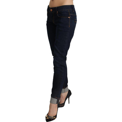 Acht Blue Cotton Low Waist Slim Fit Denim Women Trouser Jeans