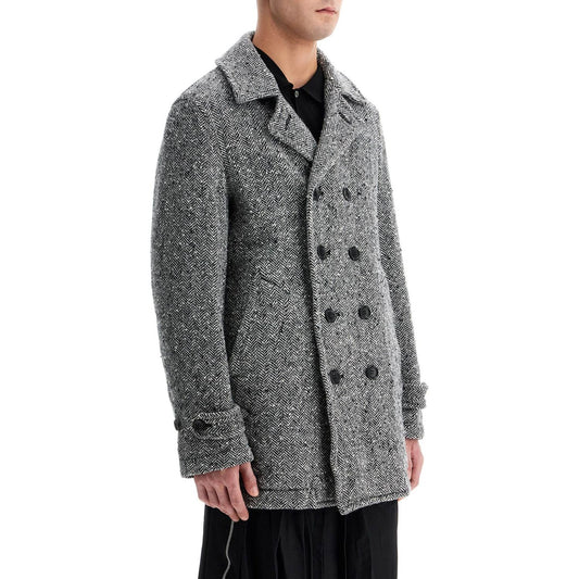 COMME DES GARCONS BLACK herringbone wool caban Jackets COMME DES GARCONS BLACK Dark Slate Gray