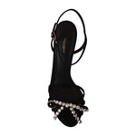 Dolce & Gabbana Black Crystals Ankle Strap Heels Sandals Shoes