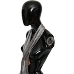 Ermanno Scervino Metallic Silver Silk Neck Wrap Shawl Scarf MS1588