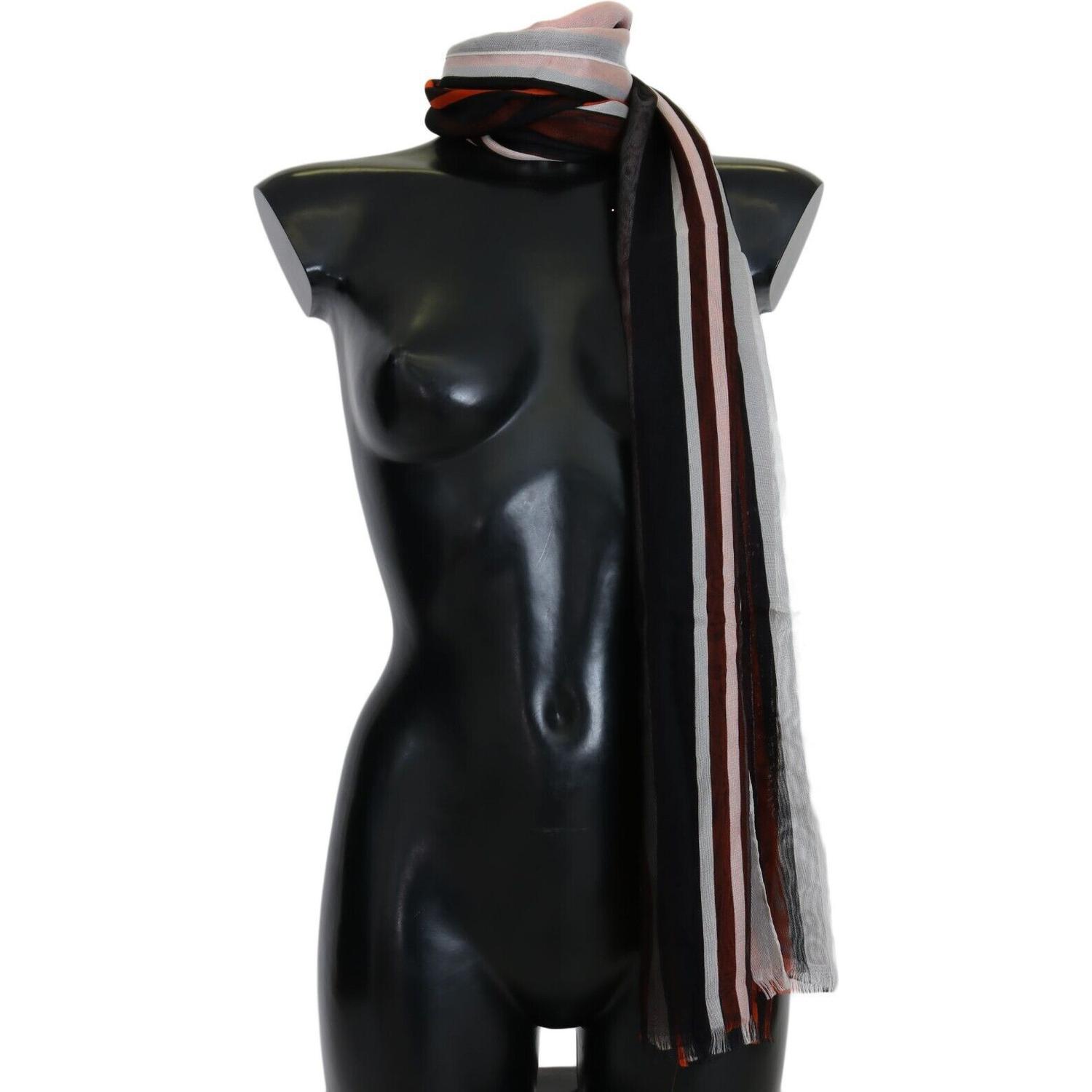Dolce & Gabbana Multicolor Striped Silk Shawl Fringes Scarf