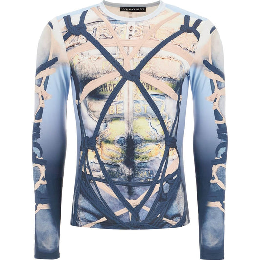 Y Project bondage print t-shirt Topwear Y Project Light Gray