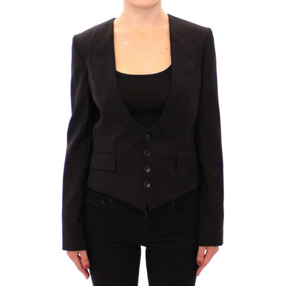 Dolce & Gabbana Black Silk Scarf Back Blazer Jacket Blazer jacket