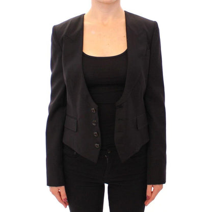 Dolce & Gabbana Black Silk Scarf Back Blazer Jacket Blazer jacket