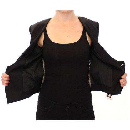 Dolce & Gabbana Black Silk Scarf Back Blazer Jacket Blazer jacket