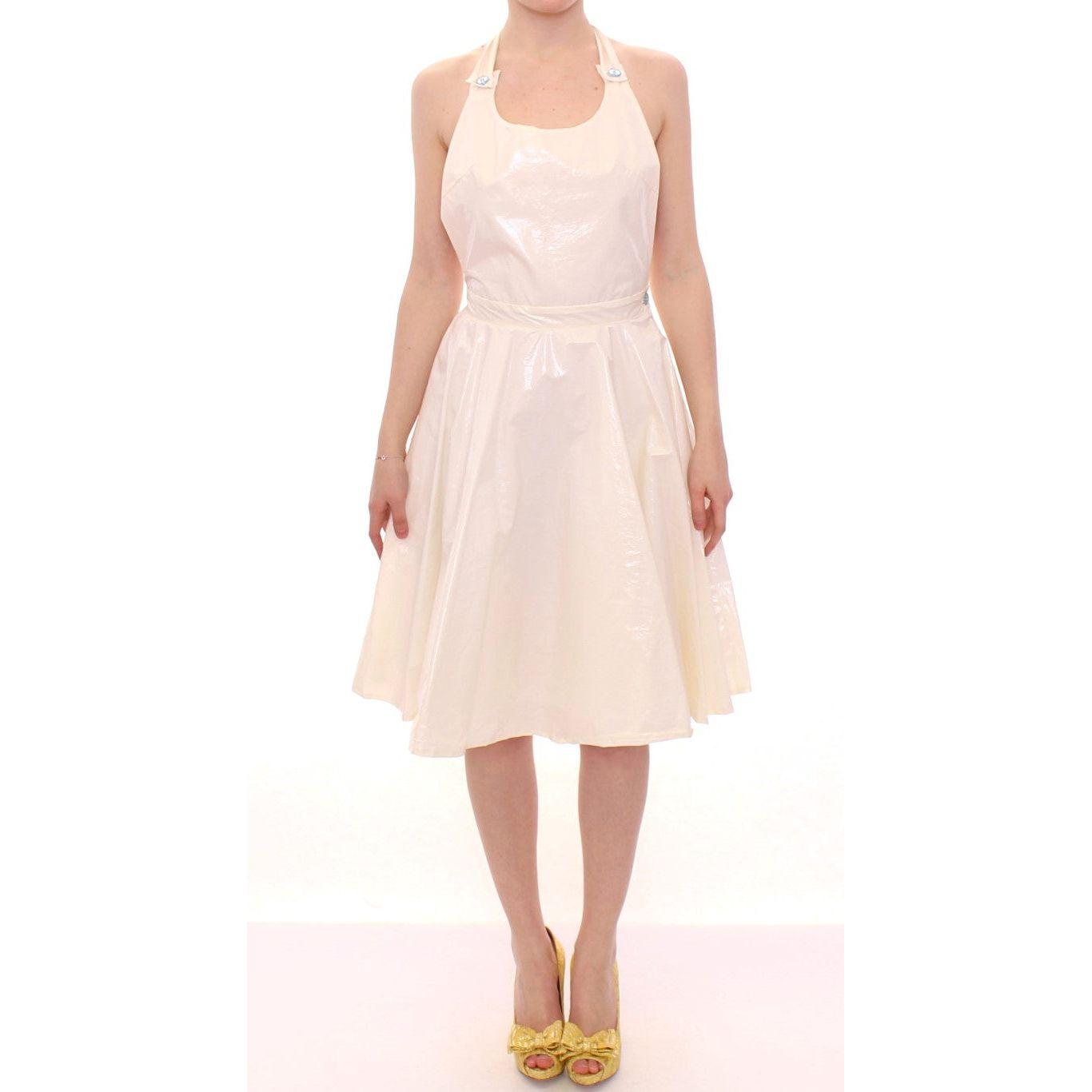 Licia Florio White Halterneck Knee Length Tea Dress