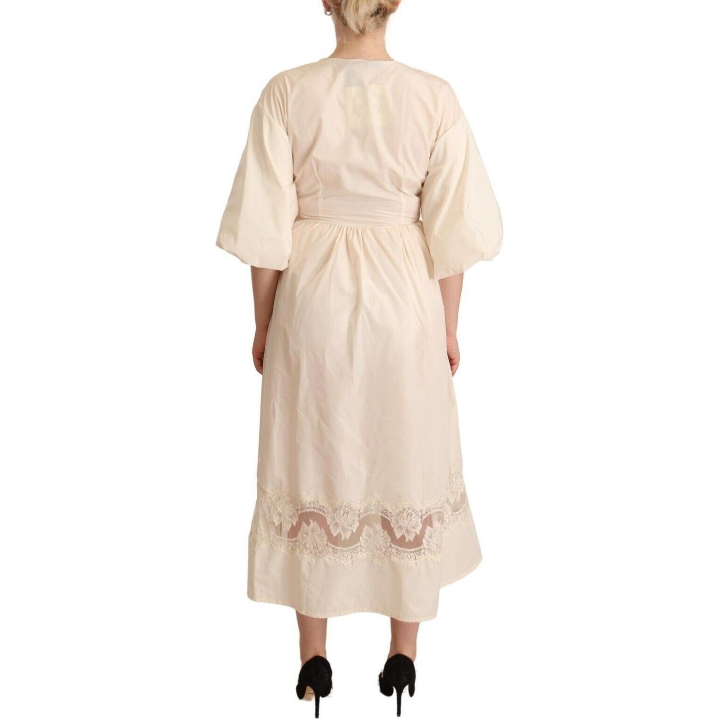 PINK MEMORIES Off White Short Sleeves Maxi A-line Wrap Dress